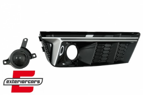 Bočne mrežice ACC poklopci RS4 dizajn (piano crna/srebrna) / Audi A4 B9 limuzina karavan (2016-2019), SGAUA4B9NS