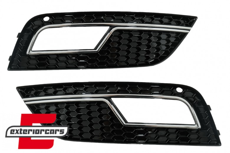 Bočne mrežice RS4 dizajn (crna/chrome) / Audi A4 B8 Facelift (2012-2015), SGAUA4B8FRS4C
