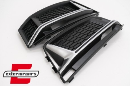 Bočne mrežice RS4 dizajn (piano crna/srebrna) / Audi A4 B9 limuzina karavan S-Line (2016-2019), SGAUA4B9SSWOH