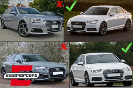 Bočne mrežice RS4 dizajn (piano crna/srebrna) / Audi A4 B9 limuzina karavan S-Line (2016-2019), SGAUA4B9SSWOH