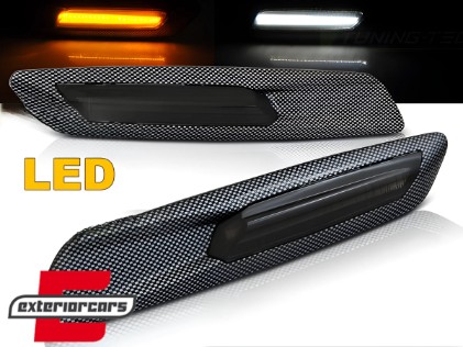 Bočni žmigavci LED F10 look (carbon/smoke) / BMW 1er E81 E82 E87 E88 (2007-2011) 3er E90 E91 E92 E93 (2004-2011) 5er E60 E61 (2003-2010), KBBM32