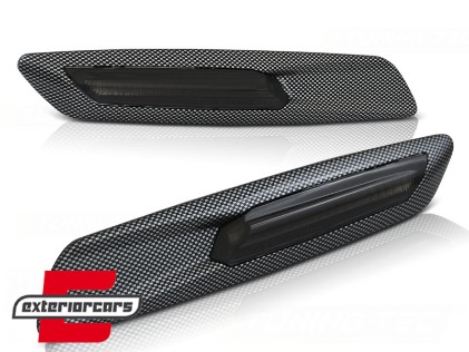 Bočni žmigavci LED F10 look (carbon/smoke) / BMW 1er E81 E82 E87 E88 (2007-2011) 3er E90 E91 E92 E93 (2004-2011) 5er E60 E61 (2003-2010), KBBM32