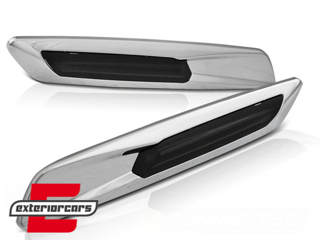 Bočni žmigavci LED F10 look (chrome/smoke) / BMW 1er E81 E82 E87 E88 (2007-2011) 3er E90 E91 E92 E93 (2004-2011) 5er E60 E61 (2003-2010), KBBM33