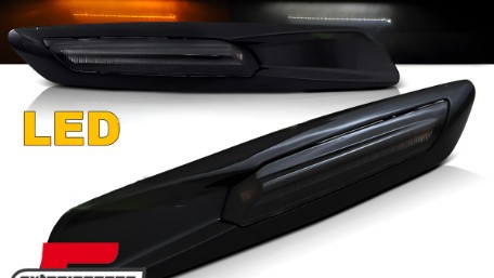 Bočni žmigavci LED F10 look (piano crna/smoke) / BMW 1er E81 E82 E87 E88 (2007-2011) 3er E90 E91 E92 E93 (2004-2011) 5er E60 E61 (2003-2010), KBBM34