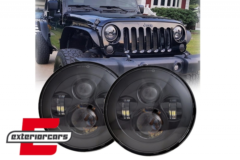 CREE LED prednji farovi 7inch (crna) / Jeep Wrangler JK TJ LJ Land ROVER Defender Mercedes W463, HLU7INCHLYA