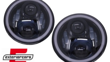 CREE LED prednji farovi Angel Eye (crna) / Jeep Wrangler JK TJ LJ Land ROVER Defender Mercedes W463, HLU7INCHB