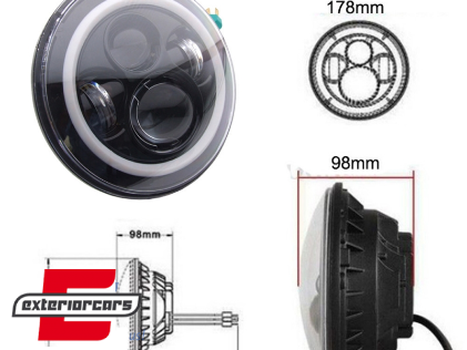CREE LED prednji farovi Angel Eye (crna) / Jeep Wrangler JK TJ LJ Land ROVER Defender Mercedes W463, HLU7INCHB