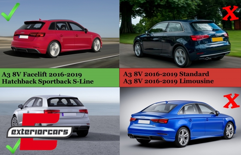 Difuzor zraka & kompletan ispušni sustav S3 dizajn / Audi A3 8V Facelift Hatchback Sportback (2016-2019) S-Line, CORDAUA38VFHSESSH