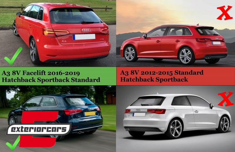 Difuzor zraka & nastavci auspuha S3 dizajn / Audi A3 8V Facelift Hatchback Sportback (2016-2019), CORDAUA38VFHNTY