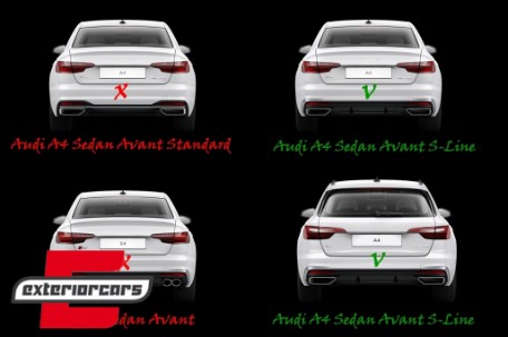 Difuzor zraka & nastavci auspuha S4 dizajn / Audi A4 B9 8W Facelift (2020-2024), RDAUA4B9FSB