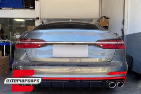Difuzor zraka & nastavci auspuha S6 dizajn (crvena) / Audi A6 C8 4K limuzina karavan (2018-2022), RDAUA64KS6R