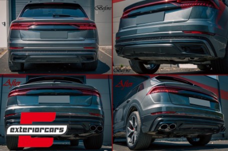 Difuzor zraka & nastavci auspuha SQ8 dizajn (chrome) / Audi Q8 S-Line (2018-), RDAUQ8S