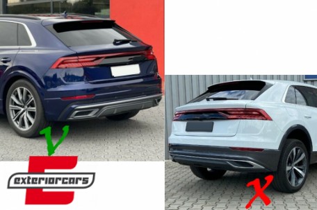 Difuzor zraka & nastavci auspuha SQ8 dizajn (crna) / Audi Q8 S-Line (2018-2023), RDAUQ8SB