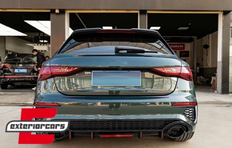 Difuzor zraka sa nastavcima auspuha RS3 dizajn (crna) pogodno za Audi A3 8Y Hatchback S-Line S3 (2020-), RDAUA38YHSWL