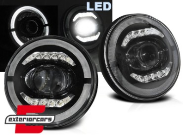Full LED prednja svjetla Angel Eye (crna) / Jeep Wrangler JK (2007-2017), LPCH28