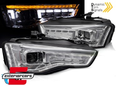 Full LED prednja svjetla LED DRL SEQ žmigavci (chrome) / Audi A5 8T Facelift (2012-2016), LPAUG9