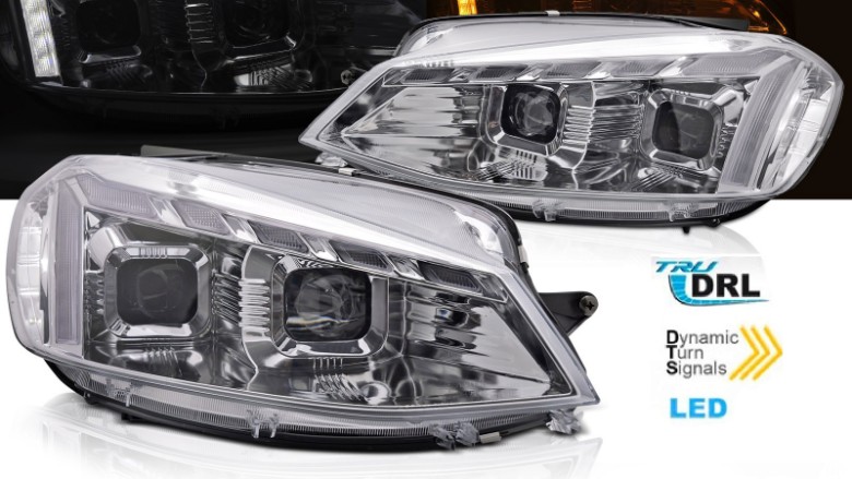 Full LED prednja svjetla LED DRL SEQ žmigavci (chrome) / VW Golf 7.5 Facelift (2017-2019), LPVWW2