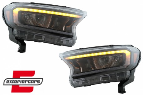 Full LED prednja svjetla LightBar SEQ žmigavci (crna) / Ford Ranger (2015-2022), LPFO93