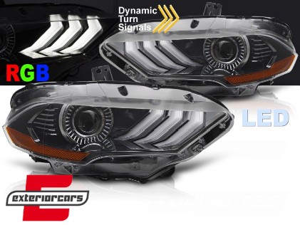 Full LED prednja svjetla RGB DRL SEQ žmigavci (crna) / Ford Mustang VI Facelift (2018-2022), LPFO96