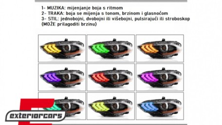 Full LED prednja svjetla RGB DRL SEQ žmigavci (crna) / Ford Mustang VI Facelift (2018-2022), LPFO96