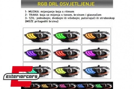 Full LED prednja svjetla RGB DRL SEQ žmigavci (crna) / Ford Mustang VI Facelift (2018-2022), LPFO96