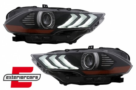 Full LED prednja svjetla RGB DRL SEQ žmigavci (crna) / Ford Mustang VI Facelift (2018-2022), LPFO96