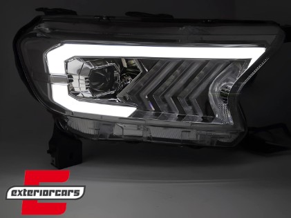Full LED prednja svjetla SEQ žmigavci (chrome) / Ford Ranger (2015-2022), LPFOB9