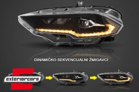Full LED prednja svjetla SEQ žmigavci (crna) / Ford Mustang VI Facelift (2018-2023), LPFO97