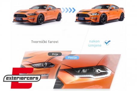 Full LED prednja svjetla SEQ žmigavci (crna) / Ford Mustang VI Facelift (2018-2023), LPFO97