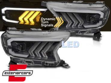 Full LED prednja svjetla SEQ žmigavci (crna) / Ford Ranger (2015-2022), LPFOC0
