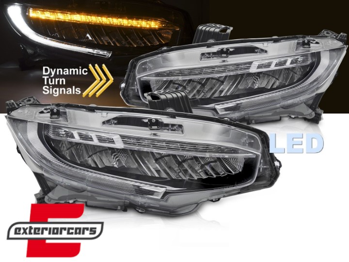 Full LED prednja svjetla SEQ žmigavci (crna) / Honda Civic Mk10 (2016-2021), LPHO35