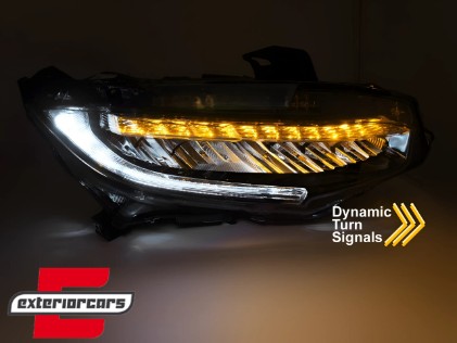 Full LED prednja svjetla SEQ žmigavci (crna) / Honda Civic Mk10 (2016-2021), LPHO35