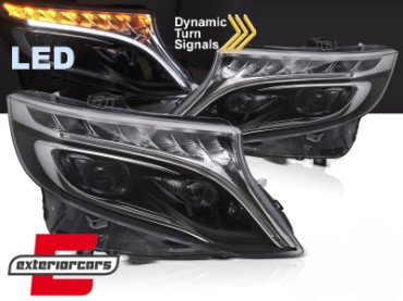 Full LED prednja svjetla SEQ žmigavci (crna) / Mercedes V-klasa W447 Vito (2014-2023), LPMEF5