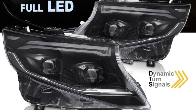 Full LED prednja svjetla SEQ žmigavci (crna) / Mercedes V-klasa W447 Vito (2014-2023), LPMEF9