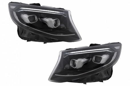 Full LED prednja svjetla SEQ žmigavci (crna) / Mercedes V-klasa W447 Vito (2014-2023), LPMEF9