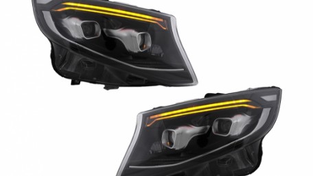 Full LED prednja svjetla SEQ žmigavci (crna) / Mercedes V-klasa W447 Vito (2014-2023), LPMEF9