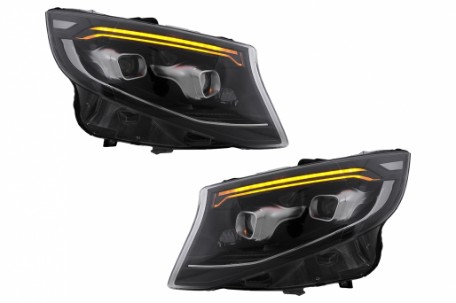 Full LED prednja svjetla SEQ žmigavci (crna) / Mercedes V-klasa W447 Vito (2014-2023), LPMEF9