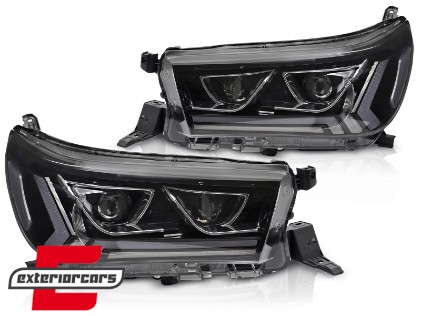 Full LED prednja svjetla SEQ žmigavci (crna) / Toyota Hilux (2016-07.2020), LPTO39