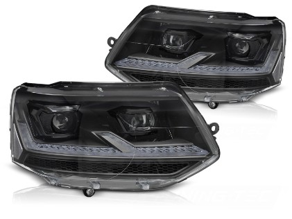 Full LED prednja svjetla SEQ žmigavci (crna) / VW Transporter Caravelle Multivan T5.1 Facelift (2010-2015), LPVX32