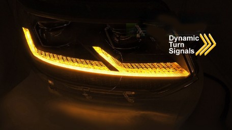 Full LED prednja svjetla SEQ žmigavci (crna) / VW Transporter Caravelle Multivan T5.1 Facelift (2010-2015), LPVX32