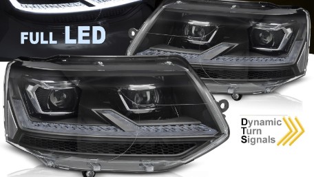 Full LED prednja svjetla SEQ žmigavci (crna/chrome) / VW Transporter Caravelle Multivan T5.1 Facelift (2010-2015), LPVX31