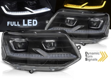 Full LED prednja svjetla SEQ žmigavci (crna/chrome) / VW Transporter Caravelle Multivan T5.1 Facelift (2010-2015), LPVX31