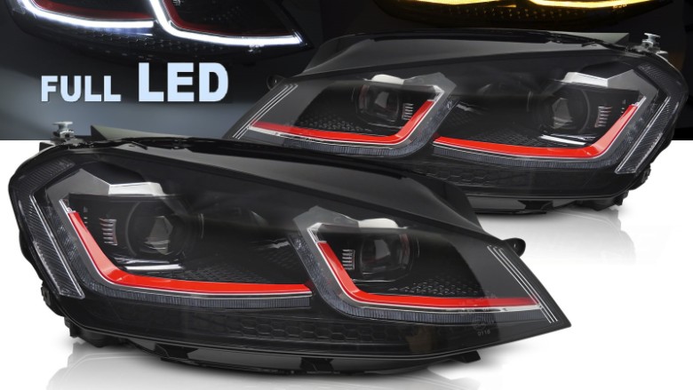 Full LED prednja svjetla SEQ žmigavci Facelift G7.5 GTI look / VW Golf 7 VII (2012-2017), LPVX08