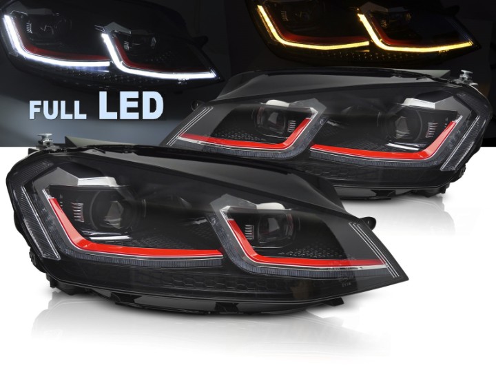 Full LED prednja svjetla SEQ žmigavci Facelift G7.5 GTI look / VW Golf 7 VII (2012-2017), LPVX08