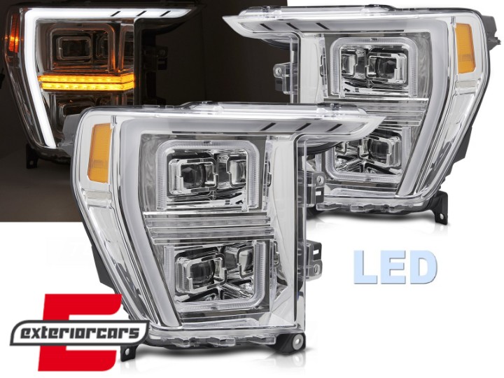 Full LED prednja svjetla SEQ žmigavci TubeLight dizajn (chrome) / FORD F150 Mk14 (2020-2023), LPFOC1