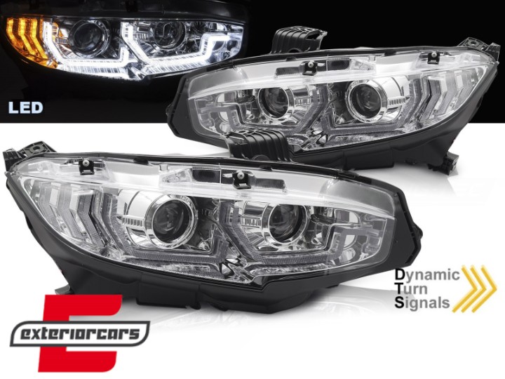 Full LED prednja svjetla TruDRL SEQ žmigavci (chrome) / Honda Civic Mk10 (2016-2021) Limuzina & Hatchback, LPHO38