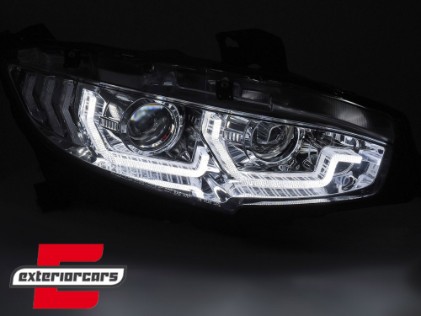 Full LED prednja svjetla TruDRL SEQ žmigavci (chrome) / Honda Civic Mk10 (2016-2021) Limuzina & Hatchback, LPHO38