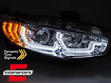 Full LED prednja svjetla TruDRL SEQ žmigavci (chrome) / Honda Civic Mk10 (2016-2021) Limuzina & Hatchback, LPHO38