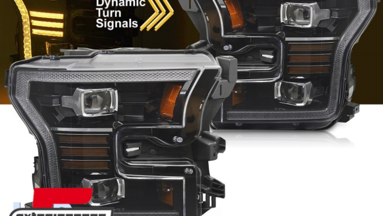 Full LED prednja svjetla TruDRL SEQ žmigavci (crna) / FORD F150 Mk13 (2014-2017), LPFOA7