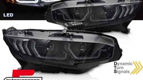 Full LED prednja svjetla TruDRL SEQ žmigavci (crna) / Honda Civic Mk10 (2016-2021) Limuzina & Hatchback, LPHO39